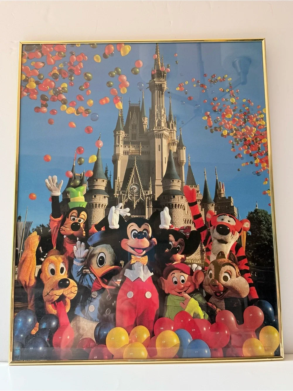 VTG 1990 Walt Disney World Mickey & Friends Cinderella Castle Framed Print 16x20